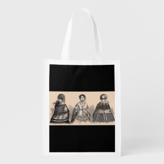 1880s Victorian shawls fashion print Grocery Bag