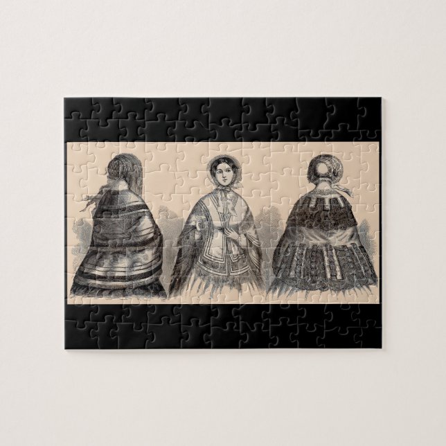 1880s Victorian shawls fashion print Jigsaw Puzzle (Horizontal)