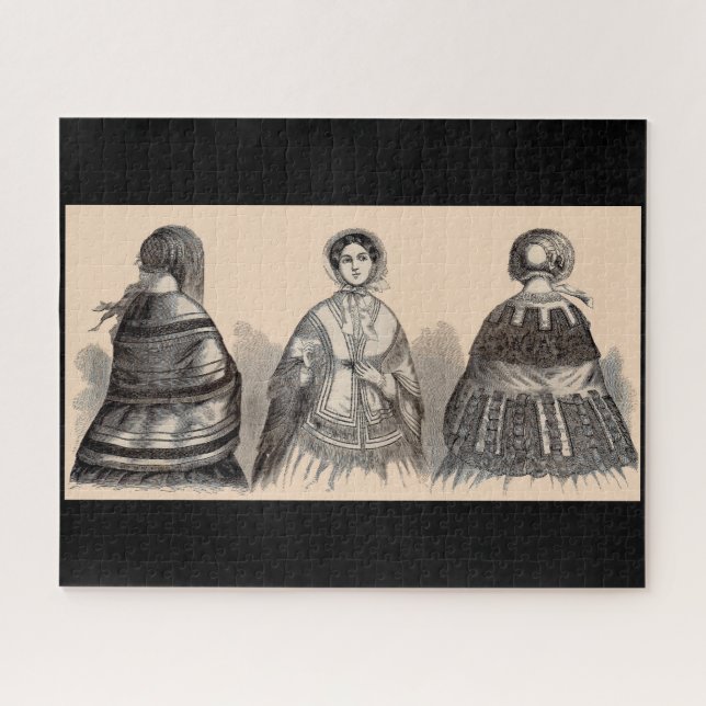1880s Victorian shawls fashion print Jigsaw Puzzle (Horizontal)