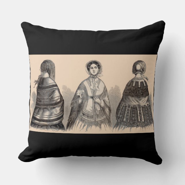 1880s Victorian shawls fashion print Throw Pillow (Front)