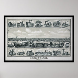 1881 Aerial Map Norristown PA Pennsylvania Poster