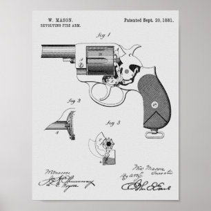 1881 Gun Revolver Patent Art Drawing Print