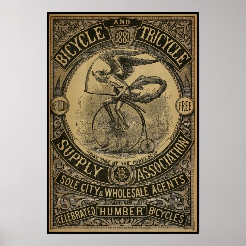 1881 Vintage Bicycle Magazine Ad Art Poster