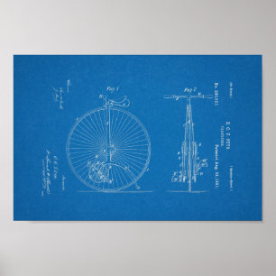 1881 Vintage Bicycle Velocipede Patent Print