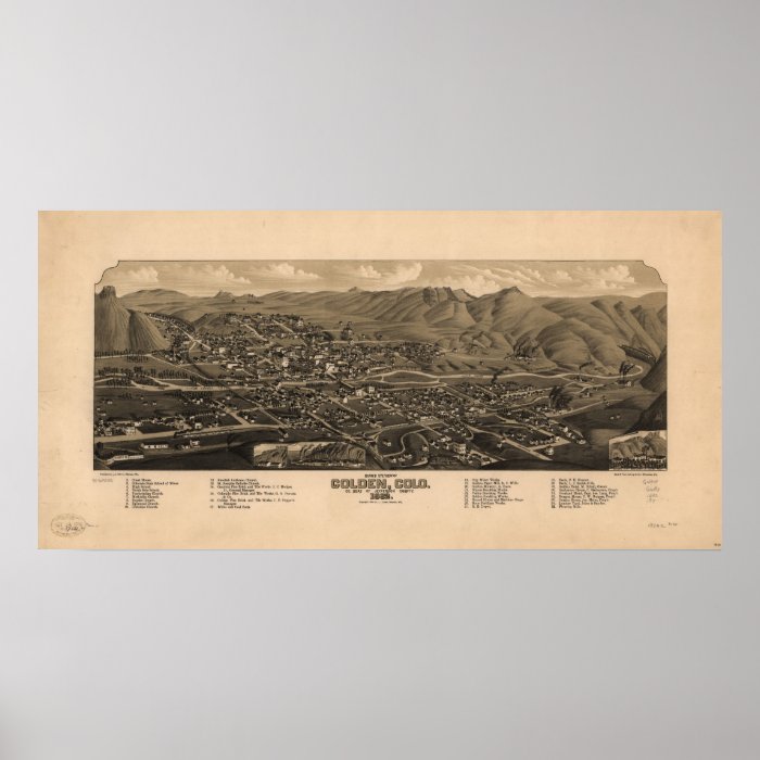 1882  Golden CO Birds Eye View Panoramic Map Print