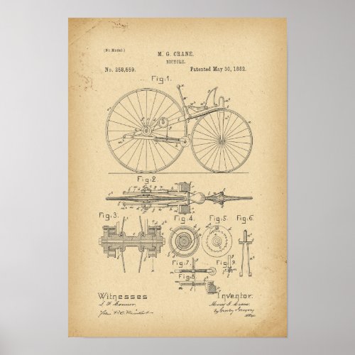1882 Patent Bicycle Poster