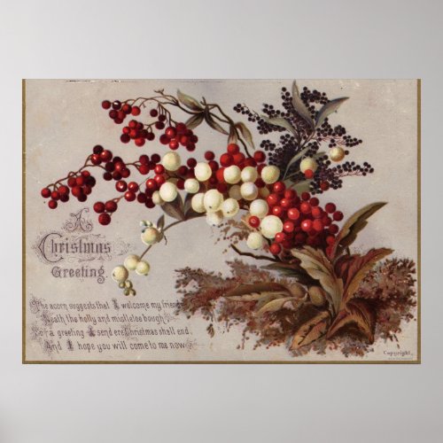 1882 Traditional holly berries Poster