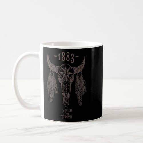 1883 Boho Cow Skull Cute Country Western Yellowsto Coffee Mug