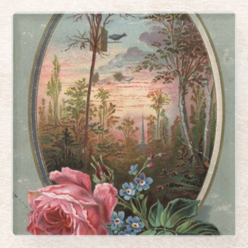 1883 Flowers of the woods Glass Coaster