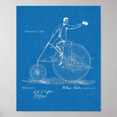 1883 High Wheeler Bicycle Design Patent Art Print