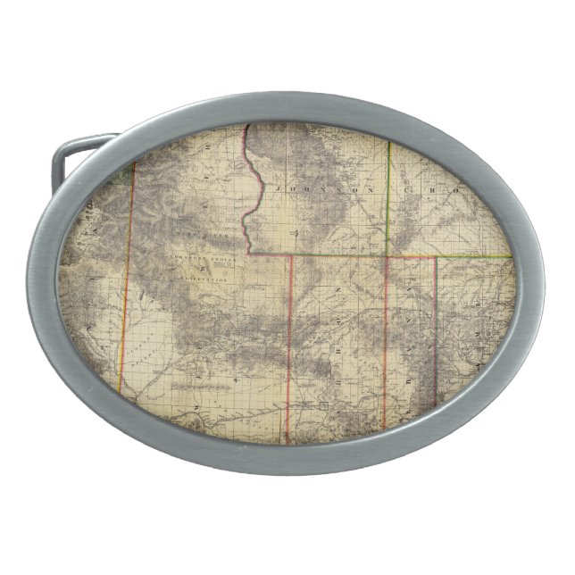 1883 Holt's New Map of Wyoming by Frank Bond Belt Buckle (Front)