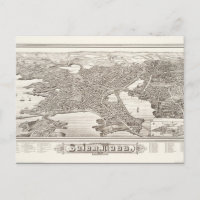 1883 Salem Map Postcard