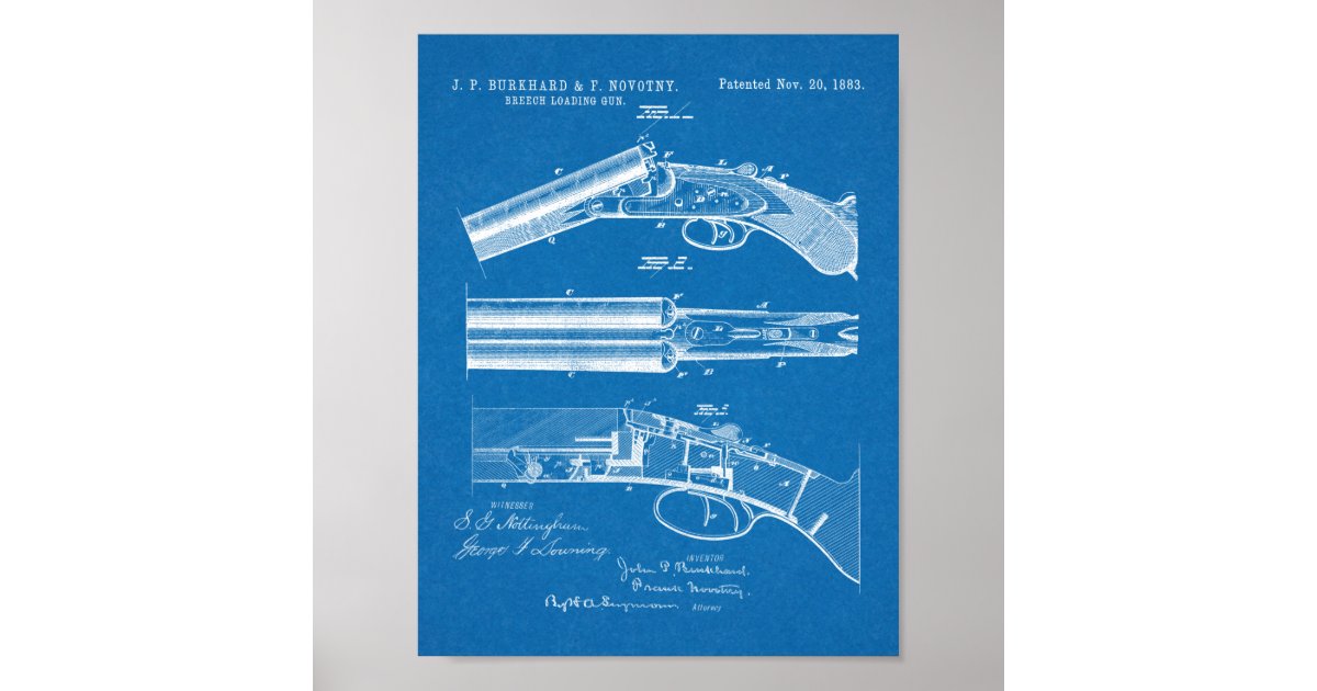 1883 Shotgun Patent Art Drawing Print | Zazzle