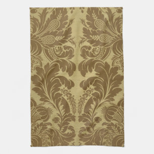 1883 Vintage Rich Floral Tapestry Brocade Damask Kitchen Towel