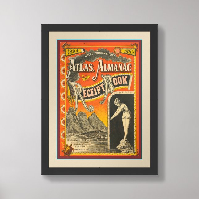 1884 ALMANAC BOOKLET GREAT COVER ART  FRAMED ART (Framed Front)