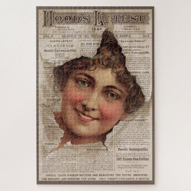 1884 Hood’s Tooth Powder trade card Jigsaw Puzzle (Vertical)