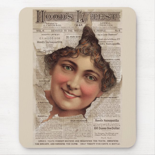 1884 Hood’s Tooth Powder trade card Mouse Pad (Front)