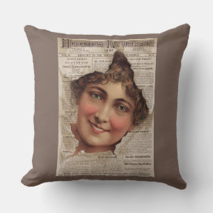 1884 Hood’s Tooth Powder trade card print Throw Pillow