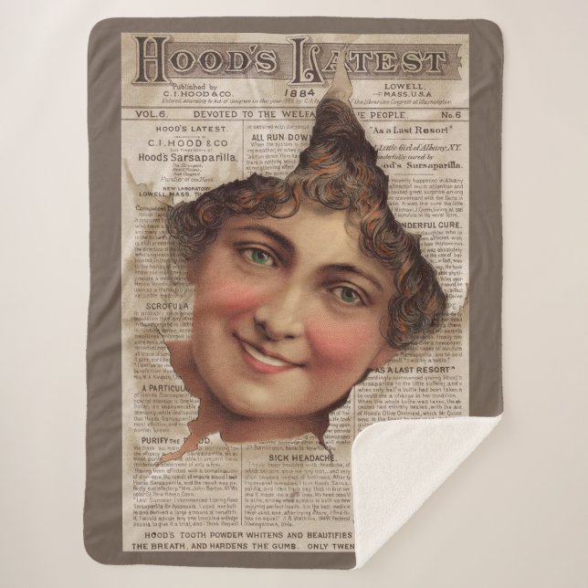 1884 Hood’s Tooth Powder trade card Sherpa Blanket (Front)