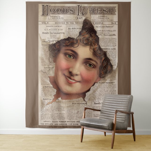 1884 Hood’s Tooth Powder trade card Tapestry (In Situ)