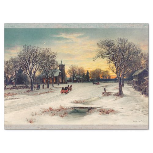 1885 CHRISTMAS EVE PAINTING BY BAUER TISSUE PAPER