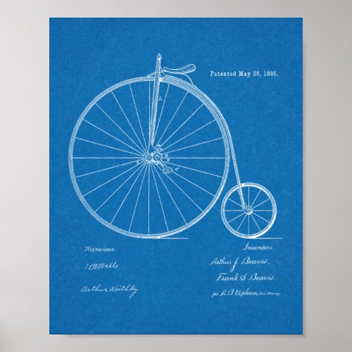 1885 High Wheeler Bicycle Design Patent Art Print
