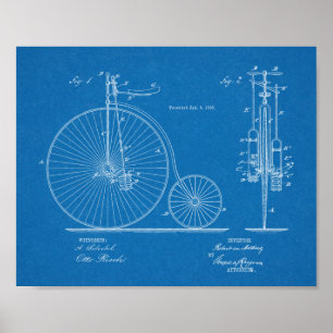 1885 High Wheeler Bicycle Design Patent Art Print