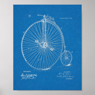 1885 High Wheeler Bicycle Design Patent Art Print
