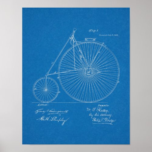 1885 High Wheeler Bicycle Design Patent Art Print