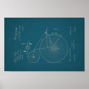 1885 Vintage High Wheel Bicycle Patent Print