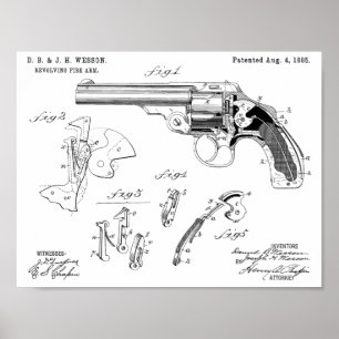 1885 Wesson Gun Patent Art Drawing Print