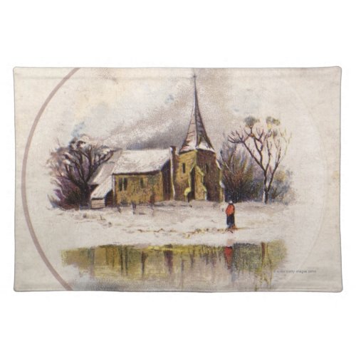 1886 A snowy Victorian winter scene Placemat