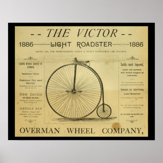 1886 High Wheeler Penny Farthing Ad Art Poster | Zazzle.com