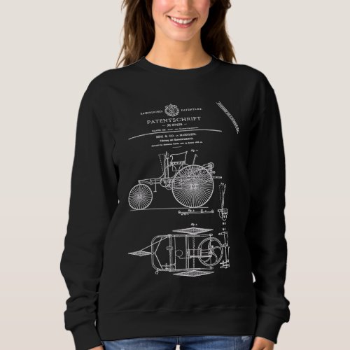 1886 Karl Benz automotive patent graphic Sweatshirt