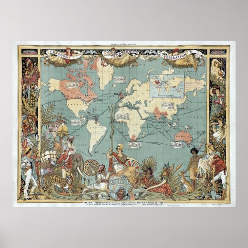 1886 Map of the World _ British Empire Poster