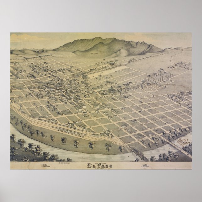1886 Old El Paso City Map Poster (Front)