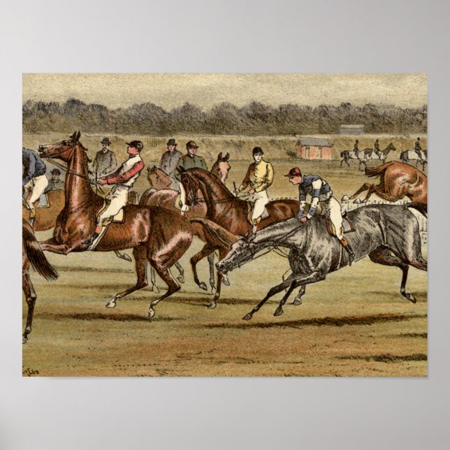 1886 Steeplechase Horse Racing Print (Front)