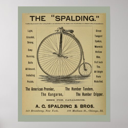 1886 Vintage Bicycle Magazine Ad Art Poster