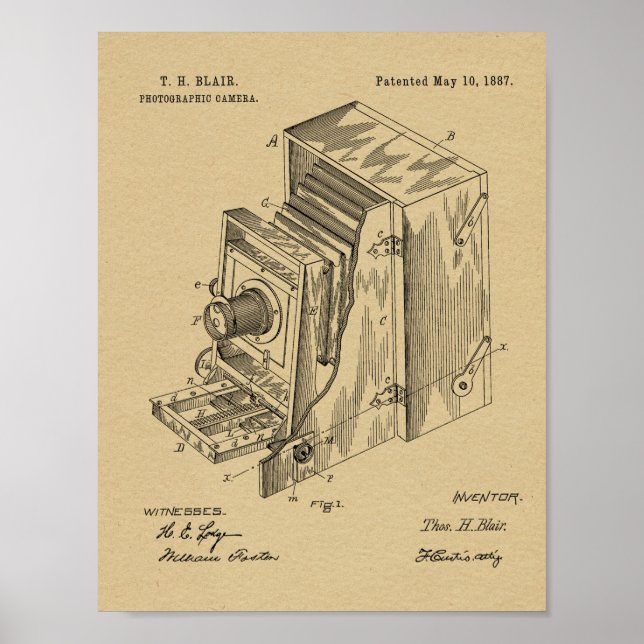 1887 Camera Patent Art Drawing Print (Front)