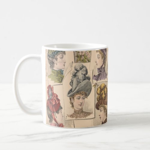 1887 French Victorian Hat Fashion Plate Coffee Mug