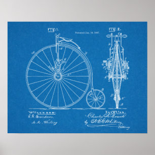 1887 High Wheeler Bicycle Design Patent Art Print