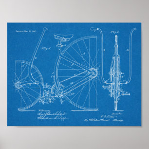 1887 Vintage Bicycle Design Patent Art Print