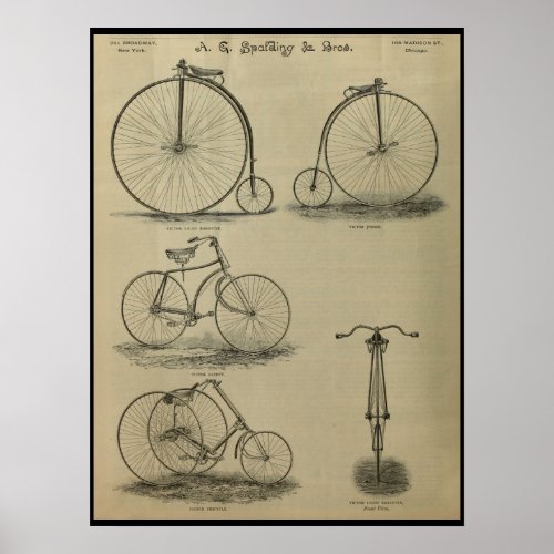 1887 Vintage Victor Bicycle Magazine Ad Art Poster