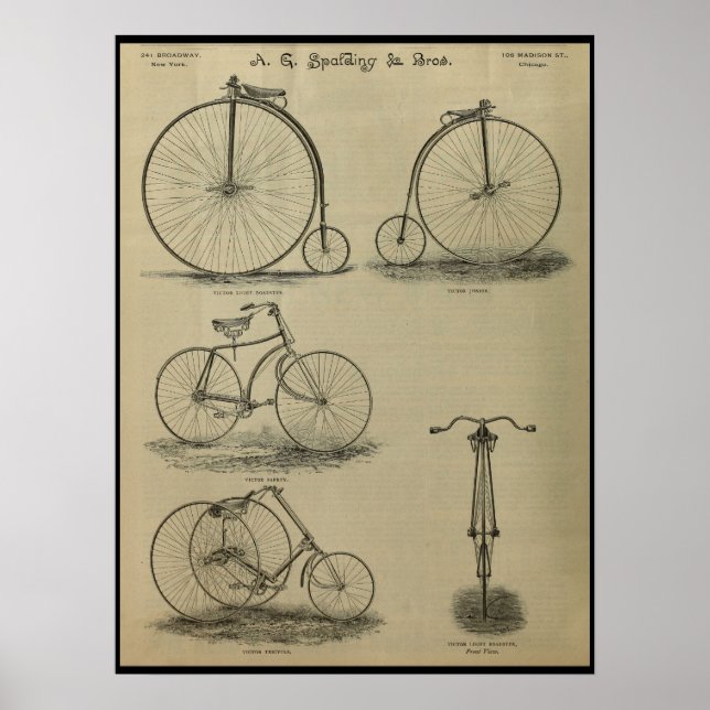1887 Vintage Victor Bicycle Magazine Ad Art Poster (Front)