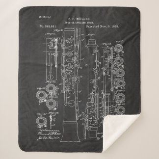 1888 Oboe or English Horn - Patent Drawing Sherpa Blanket