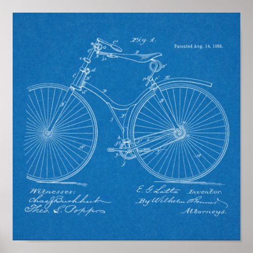 1888 Vintage Bicycle Design Patent Art Print