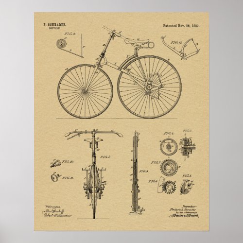 1889 Chainless Bicycle Patent Art Drawing Print
