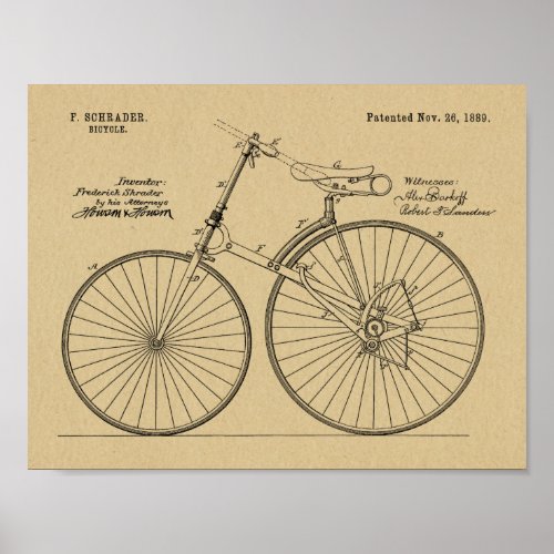 1889 Chainless Bicycle Patent Art Drawing Print