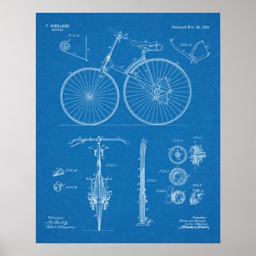 1889 Chainless Bicycle Patent Art Drawing Print