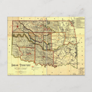 1889 Indian Territory Map Postcard